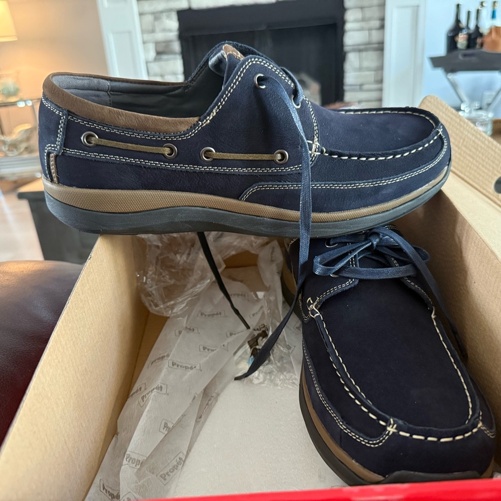 Prophet Blue Boat Shoes with Nautical Design